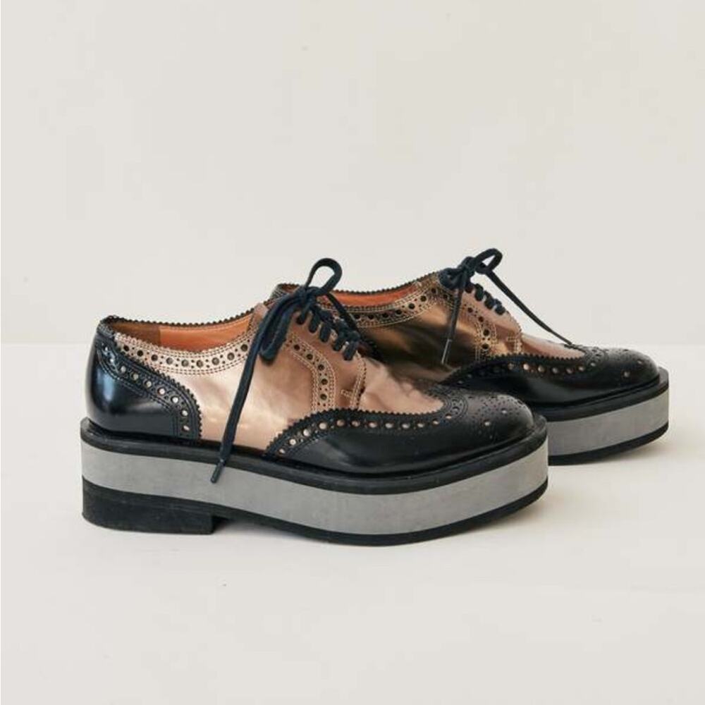 Robert clergerie metallic Oxford loafer platforms size 8 8.5